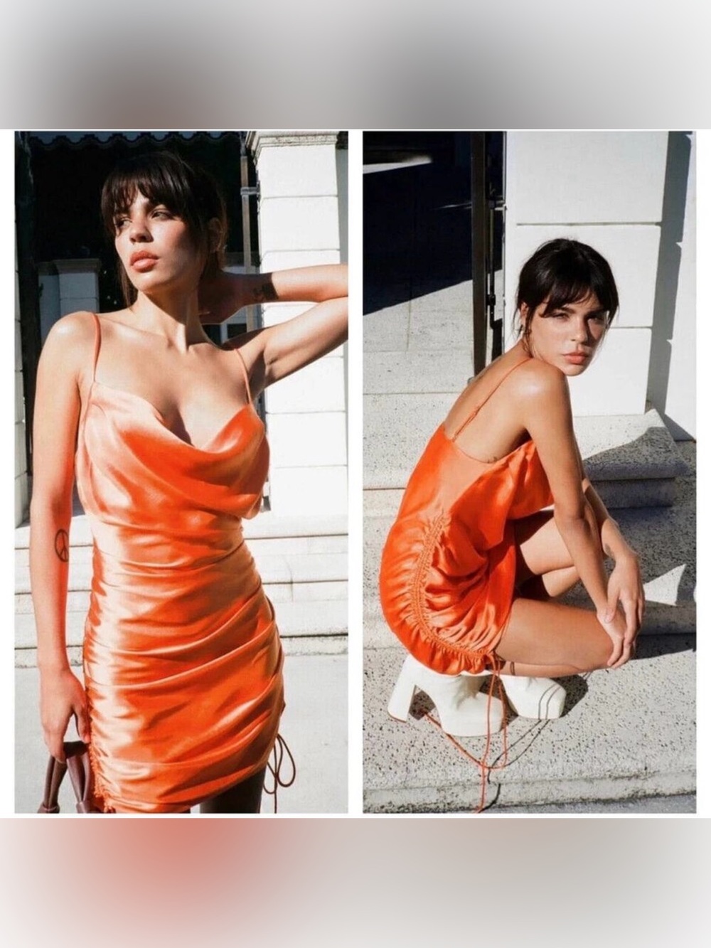 Zara adjustable satin slip dress